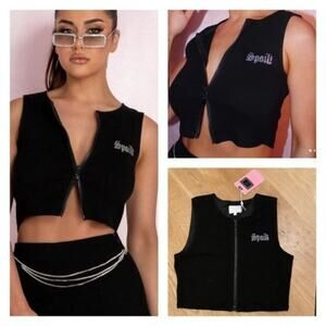 Meshki Limited Edition Jemma Spoilt Zip Front Sleeveless Top Black